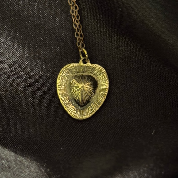 NWOT Valentine’s Day Necklace Bronze with Red Stone e and Clear Rhinestones 18” - Picture 4 of 4